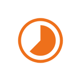Orange Uhr als Symbol für die Lieferzeit 